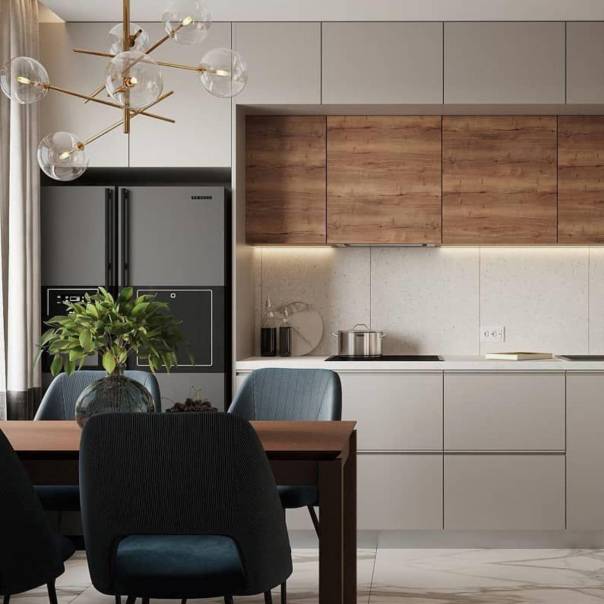 Space Saving Baron L Shaped Modular Kitchen Design in India